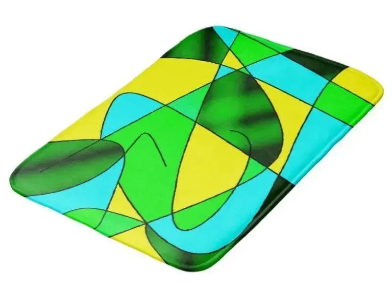 Bath Mats-ABSTRACT CURVES #2 Bath Mats-Greens, Yellows & Light Blues-from COLORADDICTED.COM-