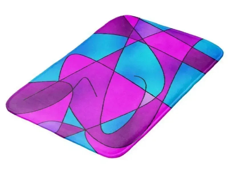 Bath Mats-ABSTRACT CURVES #2 Bath Mats-Purples, Violets, Fuchsias & Turquoises-from COLORADDICTED.COM-