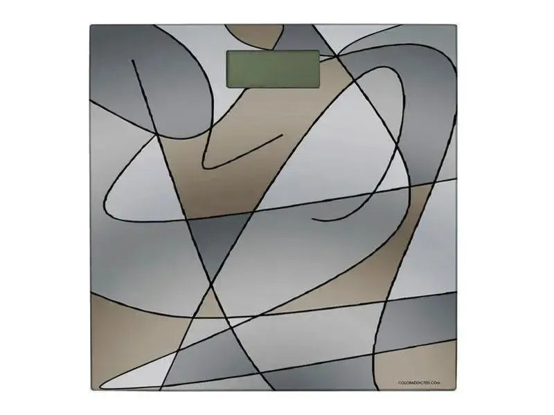 Bathroom Scales-ABSTRACT CURVES #2 Bathroom Scales-Grays & Beiges-from COLORADDICTED.COM-