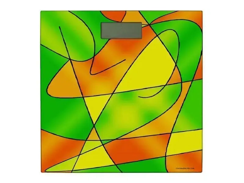 Bathroom Scales-ABSTRACT CURVES #2 Bathroom Scales-Greens, Oranges & Yellows-from COLORADDICTED.COM-
