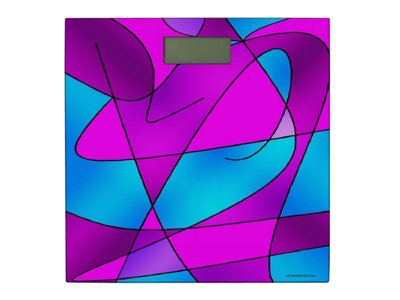 Bathroom Scales-ABSTRACT CURVES #2 Bathroom Scales-Purples, Violets, Fuchsias &amp; Turquoises-from COLORADDICTED.COM-