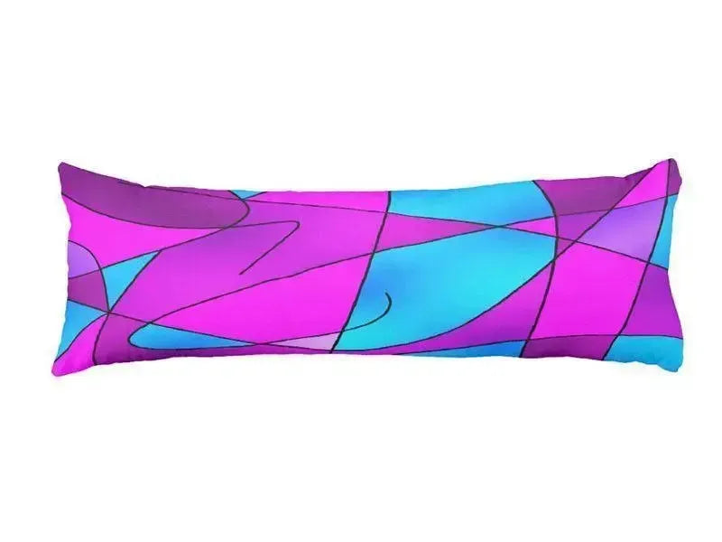 Body Pillows - Dakimakuras-ABSTRACT CURVES #2 Body Pillows - Dakimakuras-Purples & Violets & Fuchsias & Turquoises-from COLORADDICTED.COM-