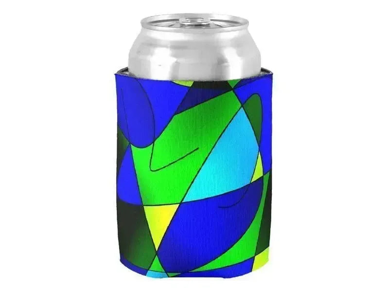 Can Cooler Sleeves – Can Koozies-ABSTRACT CURVES #2 Bottle & Can Cooler Sleeves – Bottle & Can Koozies-Blues & Greens-from COLORADDICTED.COM-