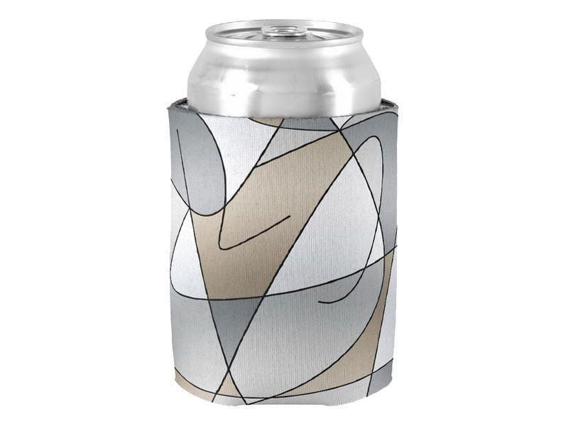 Can Cooler Sleeves – Can Koozies-ABSTRACT CURVES #2 Bottle &amp; Can Cooler Sleeves – Bottle &amp; Can Koozies-Grays &amp; Beiges-from COLORADDICTED.COM-