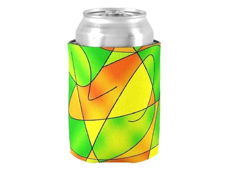 Can Cooler Sleeves – Can Koozies-ABSTRACT CURVES #2 Bottle &amp; Can Cooler Sleeves – Bottle &amp; Can Koozies-Greens &amp; Oranges &amp; Yellows-from COLORADDICTED.COM-