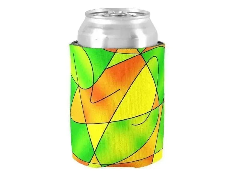 Can Cooler Sleeves – Can Koozies-ABSTRACT CURVES #2 Bottle & Can Cooler Sleeves – Bottle & Can Koozies-Greens & Oranges & Yellows-from COLORADDICTED.COM-