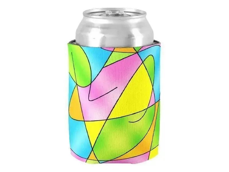 Can Cooler Sleeves – Can Koozies-ABSTRACT CURVES #2 Bottle & Can Cooler Sleeves – Bottle & Can Koozies-Multicolor Light-from COLORADDICTED.COM-