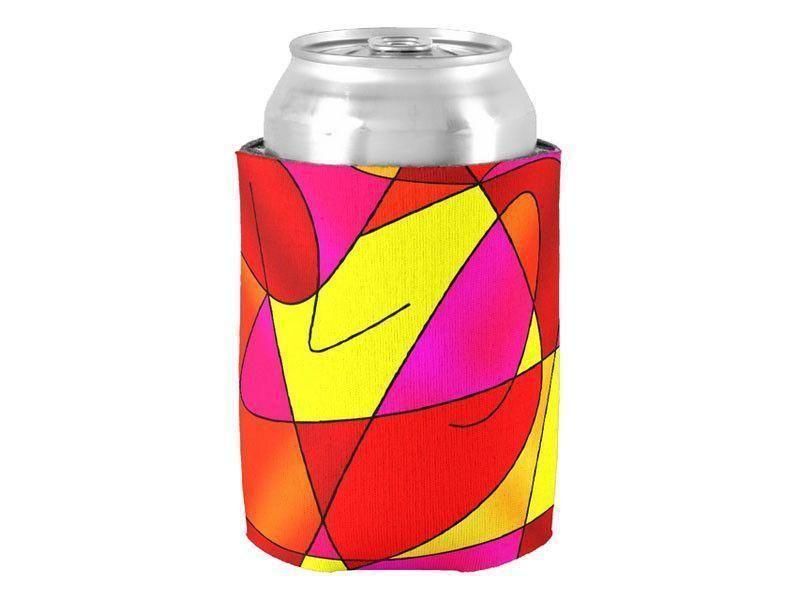 Can Cooler Sleeves – Can Koozies-ABSTRACT CURVES #2 Bottle &amp; Can Cooler Sleeves – Bottle &amp; Can Koozies-Reds &amp; Oranges &amp; Yellows &amp; Fuchsias-from COLORADDICTED.COM-