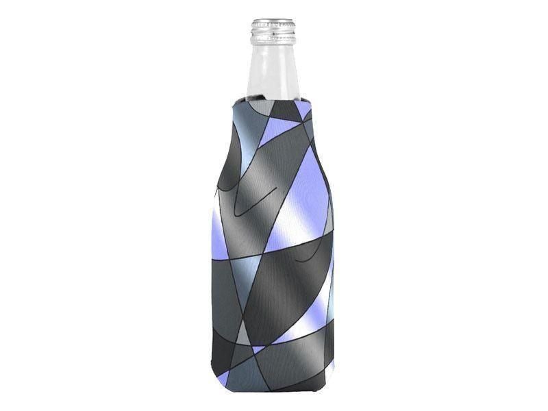 Bottle Cooler Sleeves – Bottle Koozies-ABSTRACT CURVES #2 Bottle Cooler Sleeves – Bottle Koozies-Grays &amp; Light Blues-from COLORADDICTED.COM-