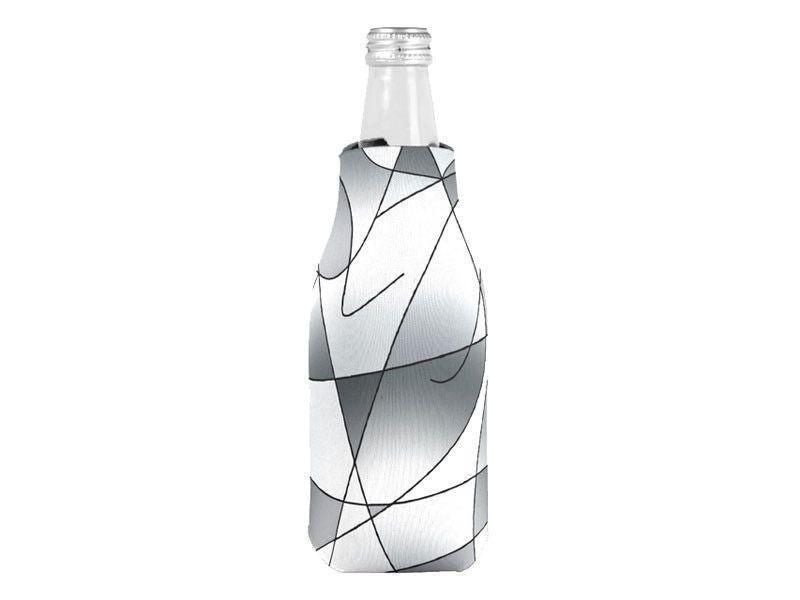 Bottle Cooler Sleeves – Bottle Koozies-ABSTRACT CURVES #2 Bottle Cooler Sleeves – Bottle Koozies-Grays-from COLORADDICTED.COM-