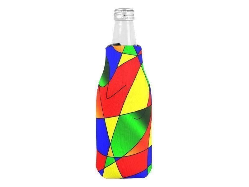 Bottle Cooler Sleeves – Bottle Koozies-ABSTRACT CURVES #2 Bottle Cooler Sleeves – Bottle Koozies-Multicolor Bright-from COLORADDICTED.COM-