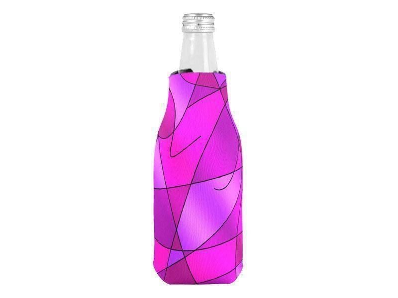 Bottle Cooler Sleeves – Bottle Koozies-ABSTRACT CURVES #2 Bottle Cooler Sleeves – Bottle Koozies-Purples &amp; Violets &amp; Fuchsias &amp; Magentas-from COLORADDICTED.COM-