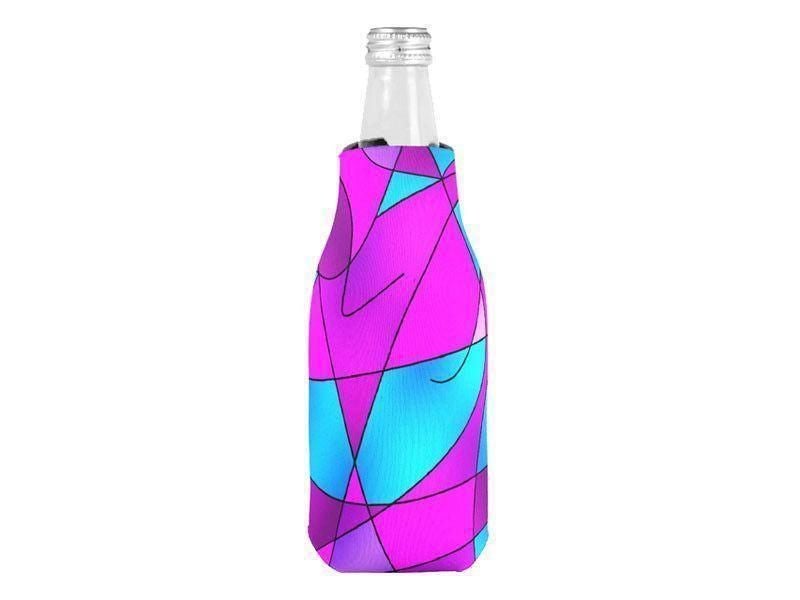 Bottle Cooler Sleeves – Bottle Koozies-ABSTRACT CURVES #2 Bottle Cooler Sleeves – Bottle Koozies-Purples &amp; Violets &amp; Fuchsias &amp; Turquoises-from COLORADDICTED.COM-