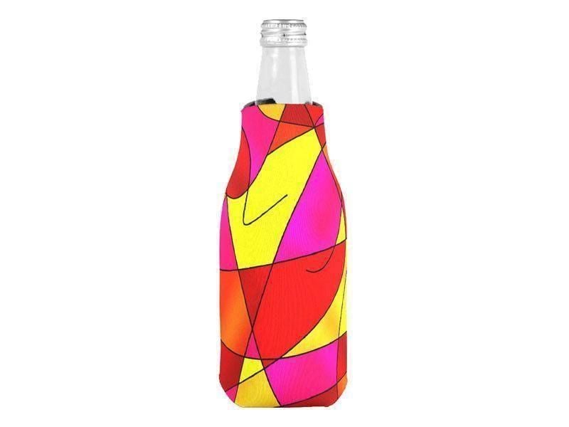 Bottle Cooler Sleeves – Bottle Koozies-ABSTRACT CURVES #2 Bottle Cooler Sleeves – Bottle Koozies-Reds &amp; Oranges &amp; Yellows &amp; Fuchsias-from COLORADDICTED.COM-