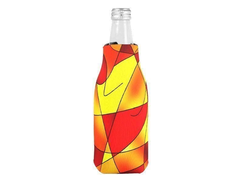 Bottle Cooler Sleeves – Bottle Koozies-ABSTRACT CURVES #2 Bottle Cooler Sleeves – Bottle Koozies-Reds &amp; Oranges &amp; Yellows-from COLORADDICTED.COM-