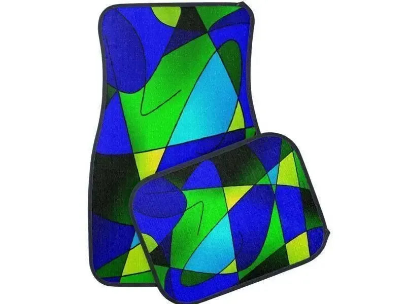 Car Mats-ABSTRACT CURVES #2 Car Mats Sets-Blues & Greens-from COLORADDICTED.COM-