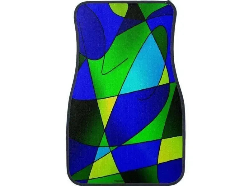 Car Mats-ABSTRACT CURVES #2 Car Mats Sets-Blues & Greens-from COLORADDICTED.COM-