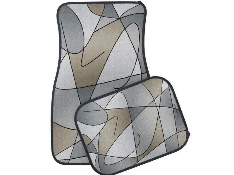 Car Mats-ABSTRACT CURVES #2 Car Mats Sets-Grays & Beiges-from COLORADDICTED.COM-