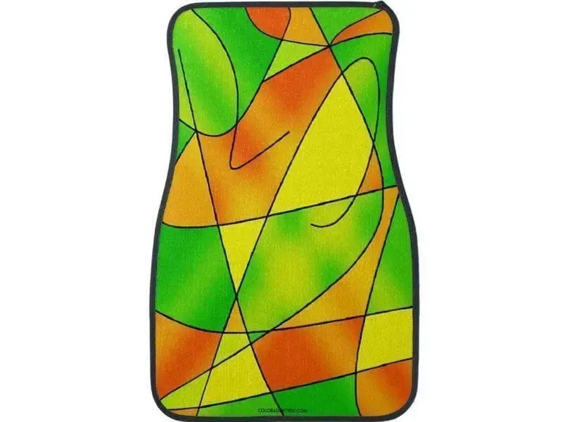 Car Mats-ABSTRACT CURVES #2 Car Mats Sets-Greens & Oranges & Yellows-from COLORADDICTED.COM-