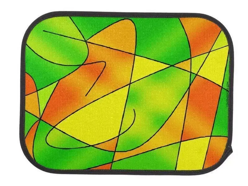 Car Mats-ABSTRACT CURVES #2 Car Mats Sets-Greens & Oranges & Yellows-from COLORADDICTED.COM-