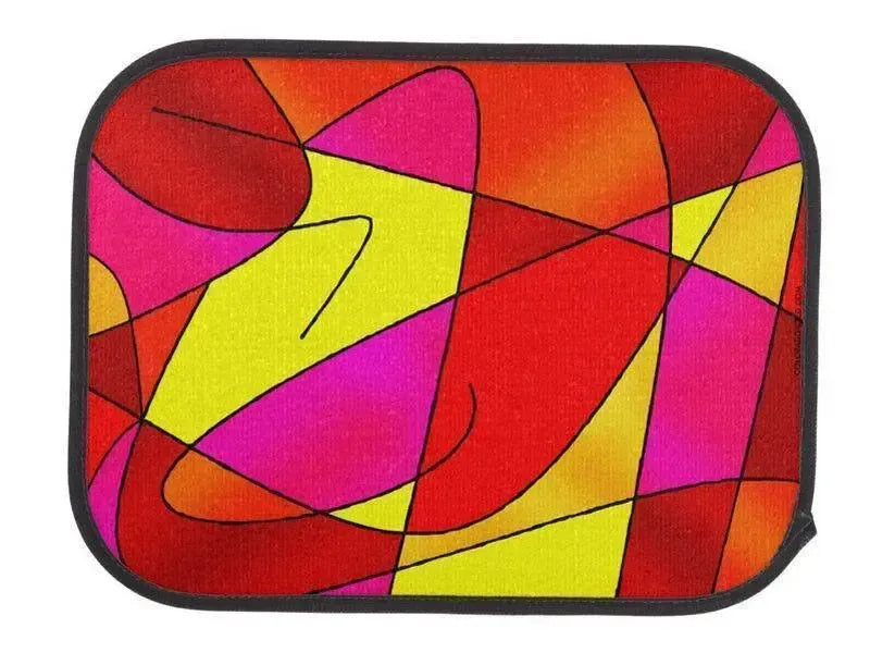 Car Mats-ABSTRACT CURVES #2 Car Mats Sets-Reds & Oranges & Yellows & Fuchsias-from COLORADDICTED.COM-