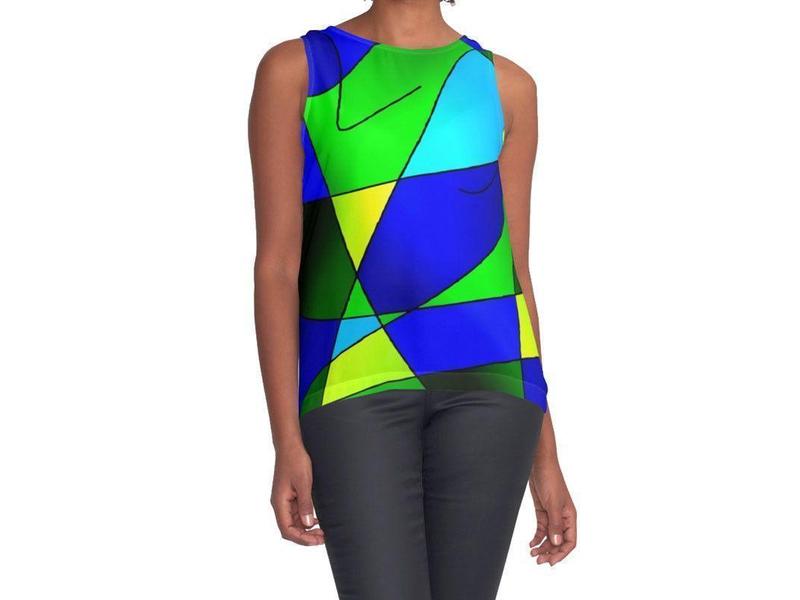 Contrast Tanks-ABSTRACT CURVES #2 Contrast Tanks-Blues &amp; Greens-from COLORADDICTED.COM-