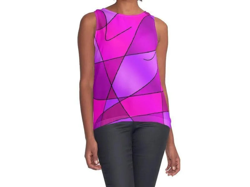 Contrast Tanks-ABSTRACT CURVES #2 Contrast Tanks-Purples & Violets & Fuchsias & Magentas-from COLORADDICTED.COM-