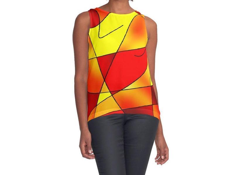 Contrast Tanks-ABSTRACT CURVES #2 Contrast Tanks-Reds &amp; Oranges &amp; Yellows-from COLORADDICTED.COM-