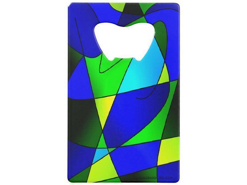 Credit Card Bottle Openers-ABSTRACT CURVES #2 Credit Card Bottle Openers-Blues &amp; Greens-from COLORADDICTED.COM-