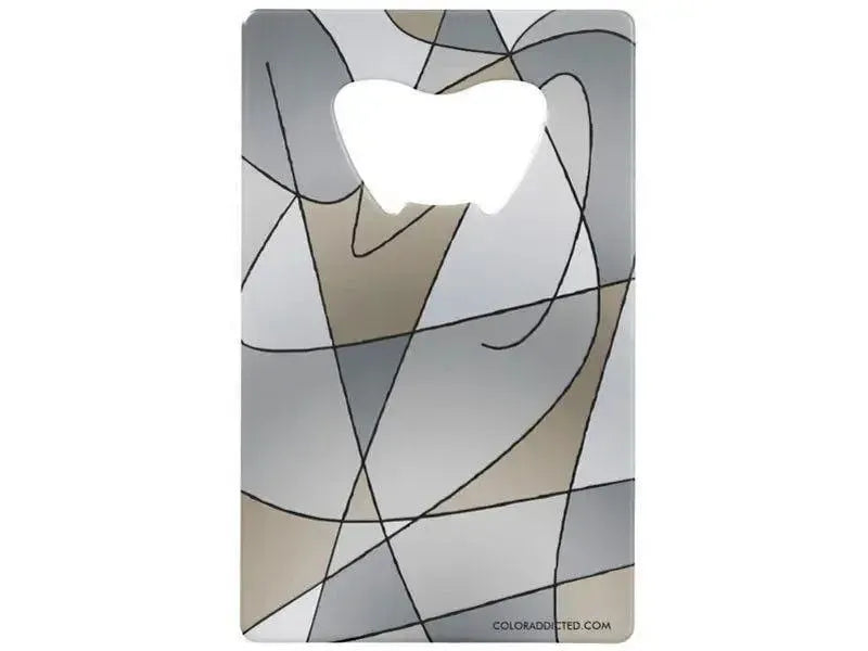 Credit Card Bottle Openers-ABSTRACT CURVES #2 Credit Card Bottle Openers-Grays & Beiges-from COLORADDICTED.COM-