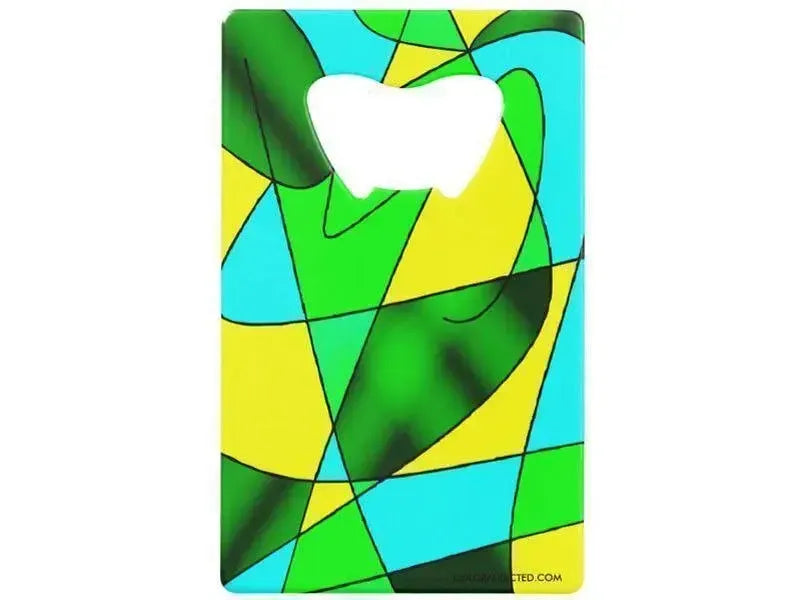 Credit Card Bottle Openers-ABSTRACT CURVES #2 Credit Card Bottle Openers-Greens, Yellows & Light Blues-from COLORADDICTED.COM-