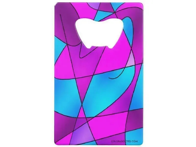 Credit Card Bottle Openers-ABSTRACT CURVES #2 Credit Card Bottle Openers-Purples, Violets, Fuchsias & Turquoises-from COLORADDICTED.COM-