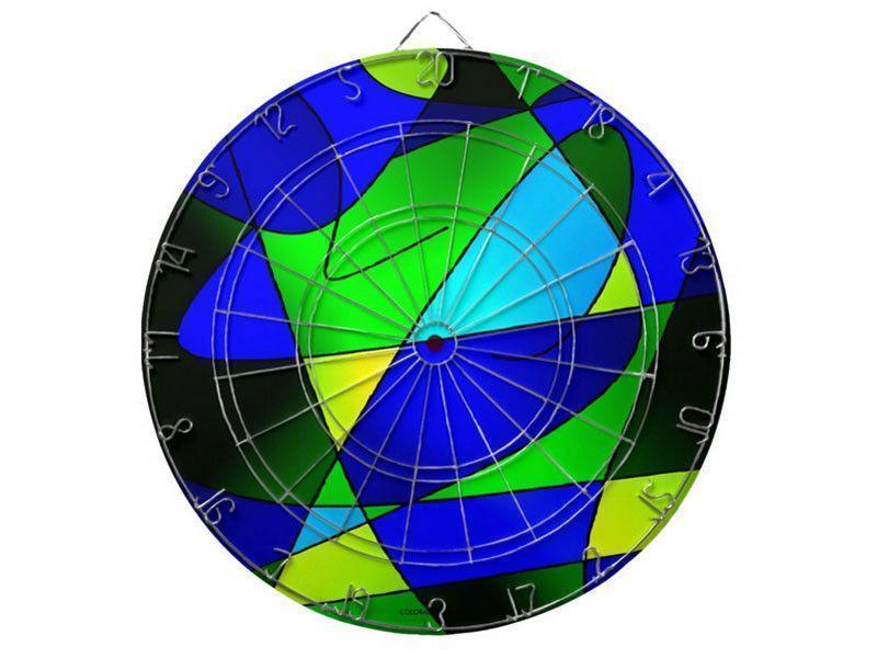 Dartboards-ABSTRACT CURVES #2 Dartboards (includes 6 Darts)-Blues &amp; Greens-from COLORADDICTED.COM-
