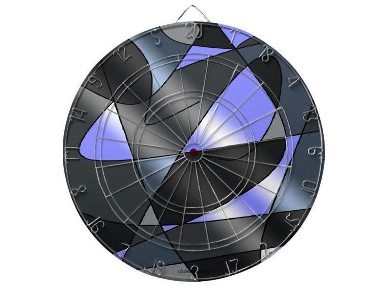 Dartboards-ABSTRACT CURVES #2 Dartboards (includes 6 Darts)-Grays &amp; Light Blues-from COLORADDICTED.COM-