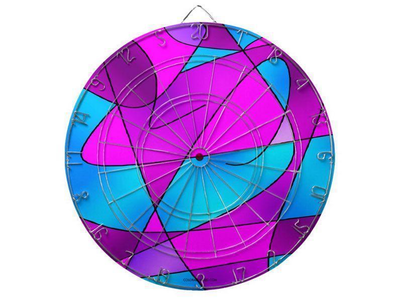 Dartboards-ABSTRACT CURVES #2 Dartboards (includes 6 Darts)-Purples &amp; Violets &amp; Fuchsias &amp; Turquoises-from COLORADDICTED.COM-