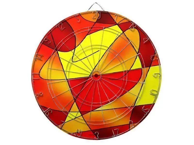 Dartboards-ABSTRACT CURVES #2 Dartboards (includes 6 Darts)-Reds & Oranges & Yellows-from COLORADDICTED.COM-