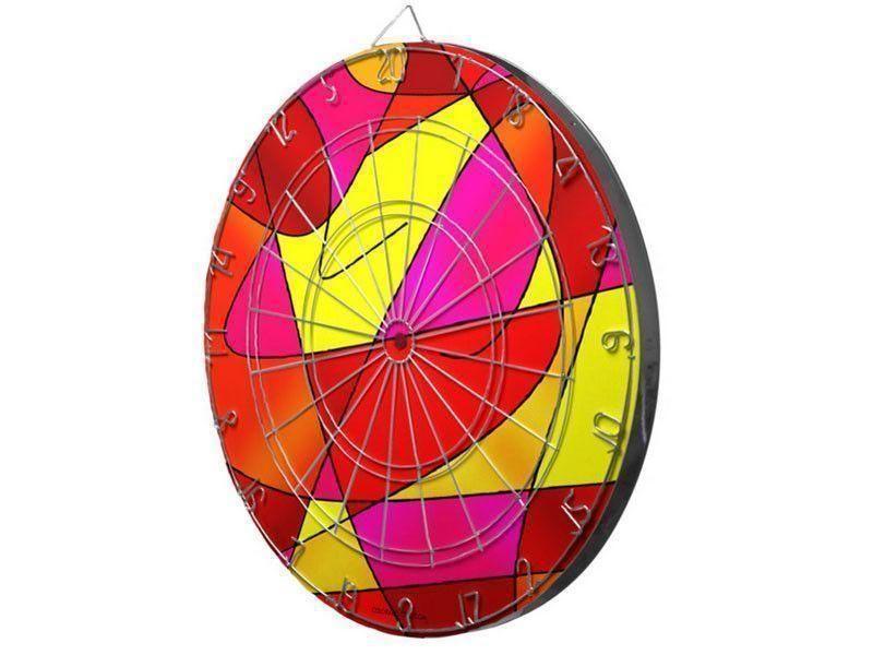 Dartboards-ABSTRACT CURVES #2 Dartboards (includes 6 Darts)-Reds & Oranges & Yellows & Fuchsias-from COLORADDICTED.COM-