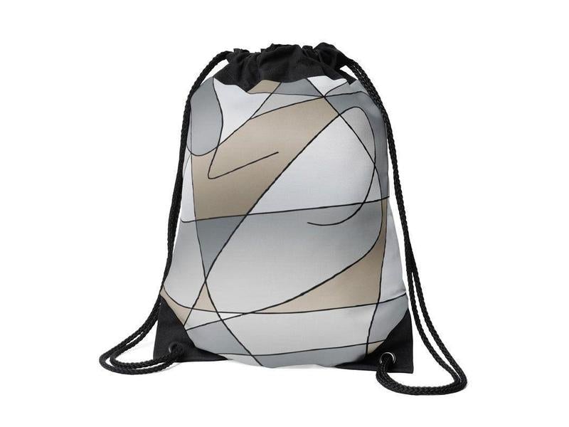 Drawstring Bags-ABSTRACT CURVES #2 Drawstring Bags-Grays &amp; Beiges-from COLORADDICTED.COM-