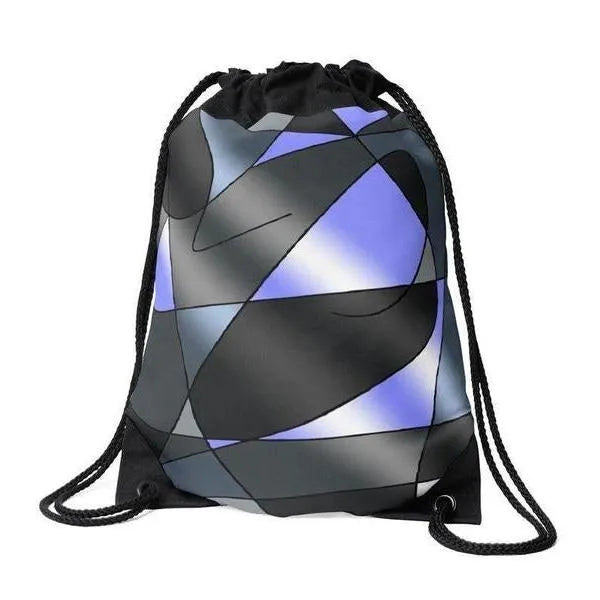 Drawstring Bags-ABSTRACT CURVES #2 Drawstring Bags-Grays & Light Blues-from COLORADDICTED.COM-