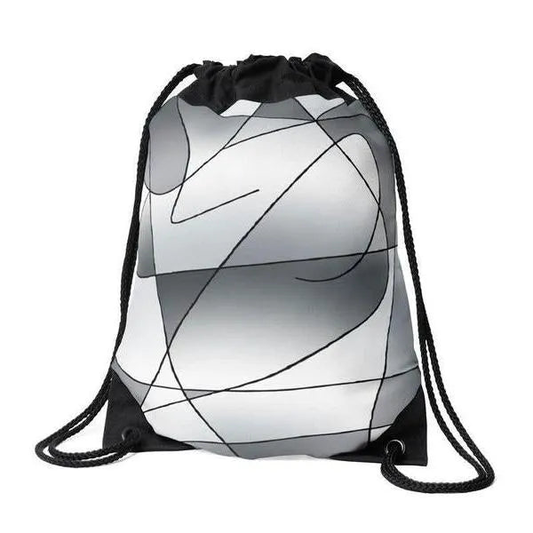 Drawstring Bags-ABSTRACT CURVES #2 Drawstring Bags-Grays-from COLORADDICTED.COM-