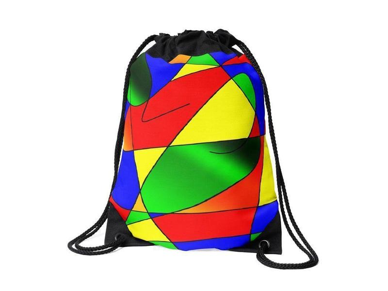 Drawstring Bags-ABSTRACT CURVES #2 Drawstring Bags-Multicolor Bright-from COLORADDICTED.COM-