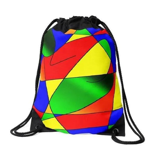Drawstring Bags-ABSTRACT CURVES #2 Drawstring Bags-Multicolor Bright-from COLORADDICTED.COM-