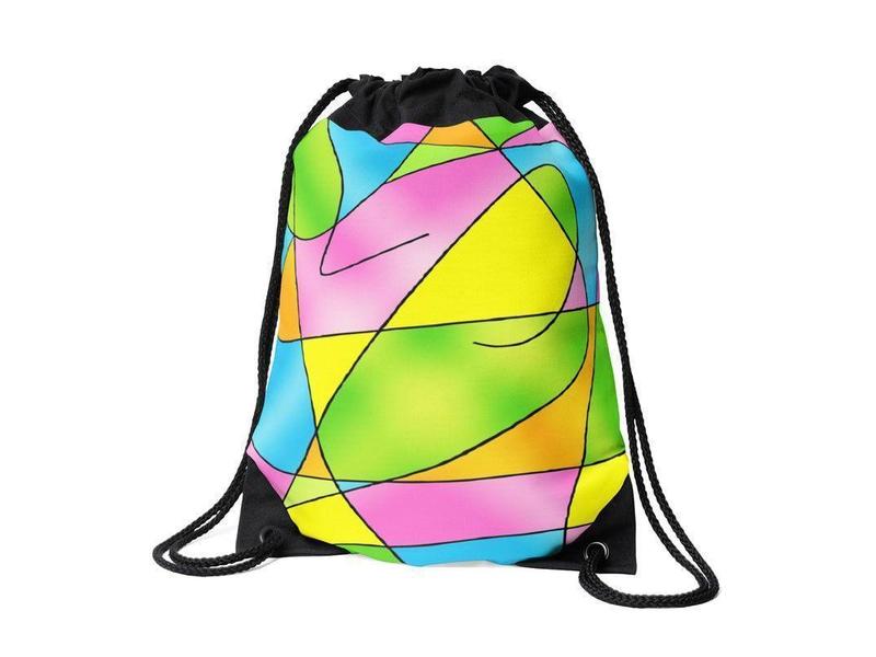 Drawstring Bags-ABSTRACT CURVES #2 Drawstring Bags-Multicolor Light-from COLORADDICTED.COM-