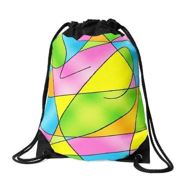 Drawstring Bags-ABSTRACT CURVES #2 Drawstring Bags-Multicolor Light-from COLORADDICTED.COM-