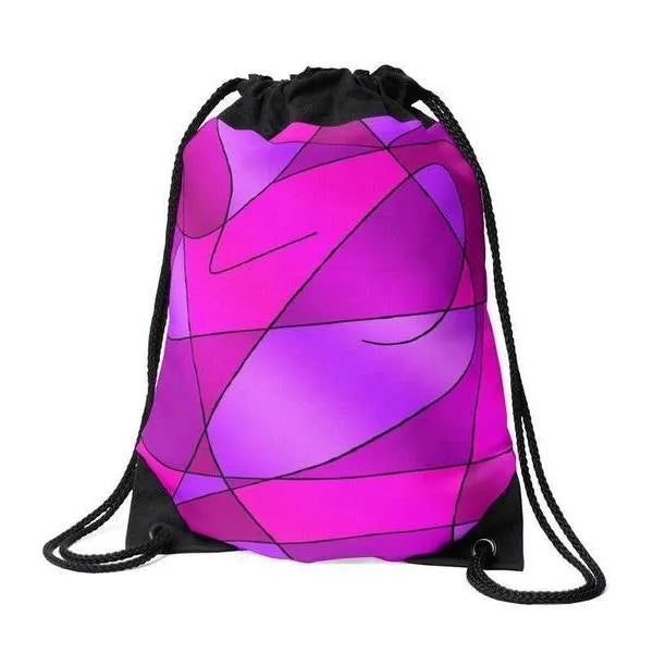 Drawstring Bags-ABSTRACT CURVES #2 Drawstring Bags-Purples & Violets & Fuchsias & Magentas-from COLORADDICTED.COM-