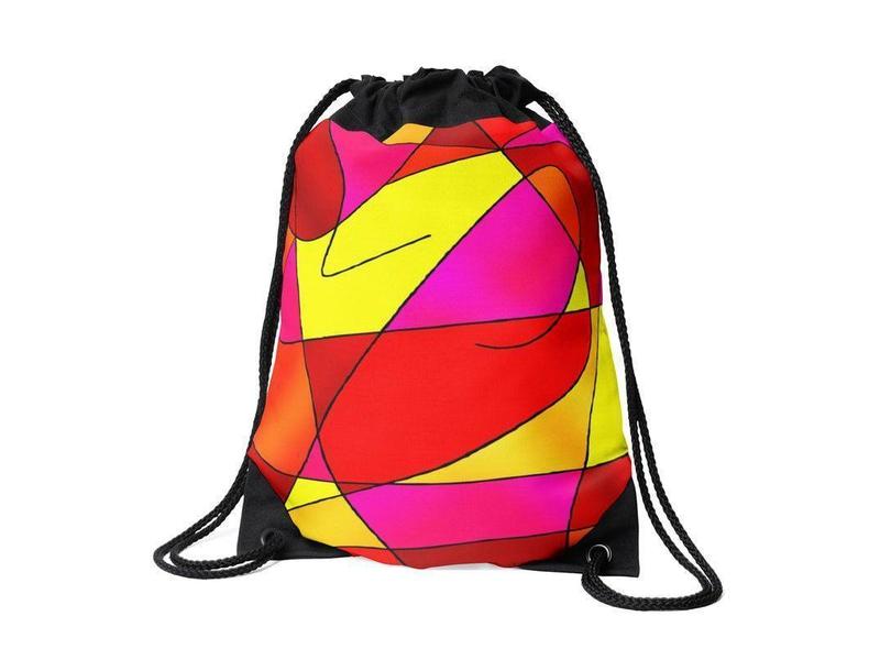Drawstring Bags-ABSTRACT CURVES #2 Drawstring Bags-Reds &amp; Oranges &amp; Yellows &amp; Fuchsias-from COLORADDICTED.COM-