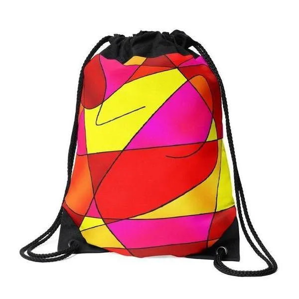 Drawstring Bags-ABSTRACT CURVES #2 Drawstring Bags-Reds & Oranges & Yellows & Fuchsias-from COLORADDICTED.COM-