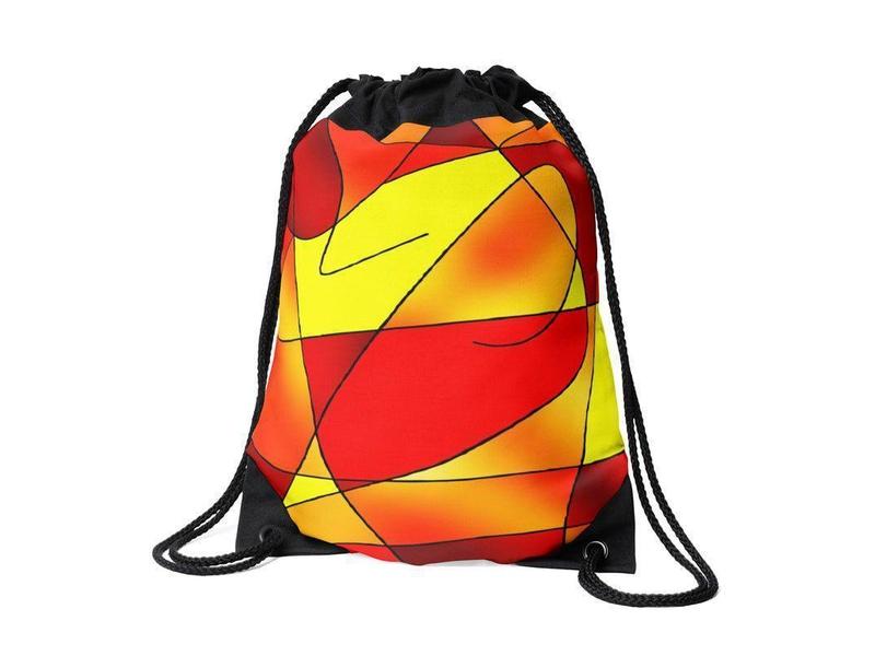 Drawstring Bags-ABSTRACT CURVES #2 Drawstring Bags-Reds &amp; Oranges &amp; Yellows-from COLORADDICTED.COM-