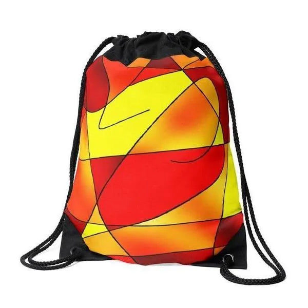Drawstring Bags-ABSTRACT CURVES #2 Drawstring Bags-Reds & Oranges & Yellows-from COLORADDICTED.COM-