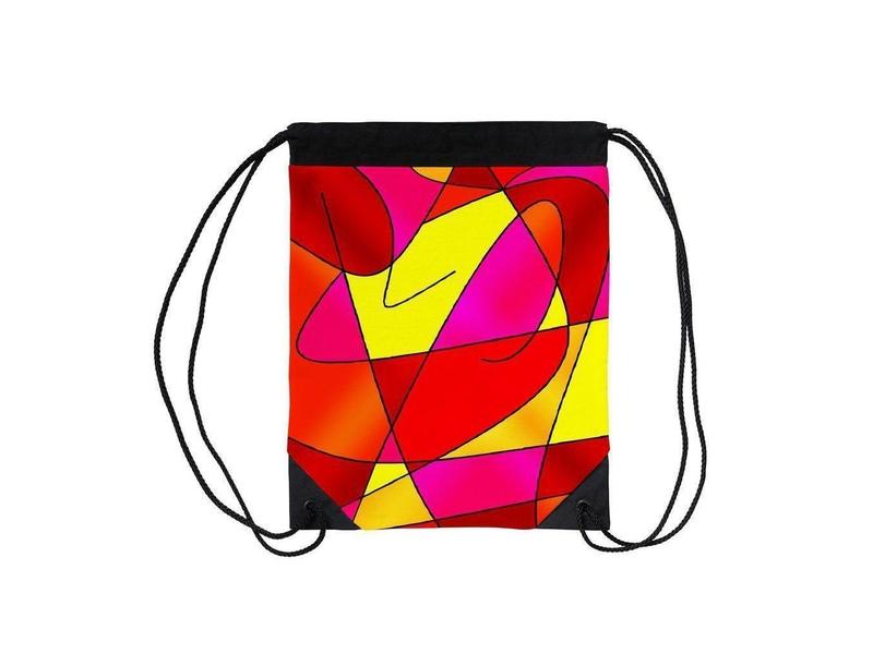 Drawstring Bags-ABSTRACT CURVES #2 Drawstring Bags-Reds & Oranges & Yellows & Fuchsias-from COLORADDICTED.COM-